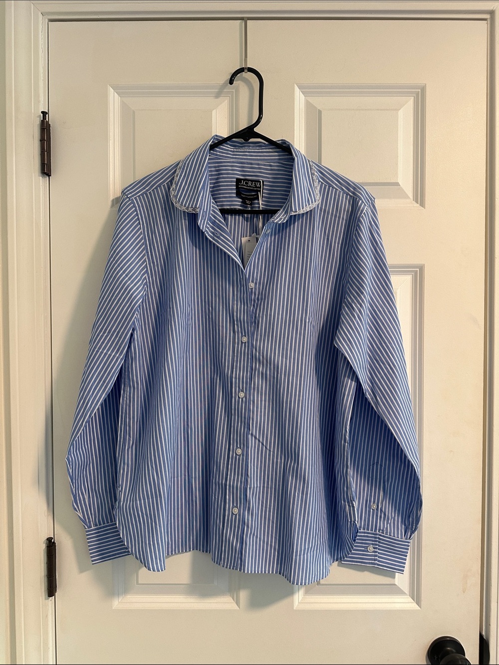 NWT J.Crew Jules Club-Collar Shirt in Striped Cotton Poplin size 14 - Picture 4 of 14